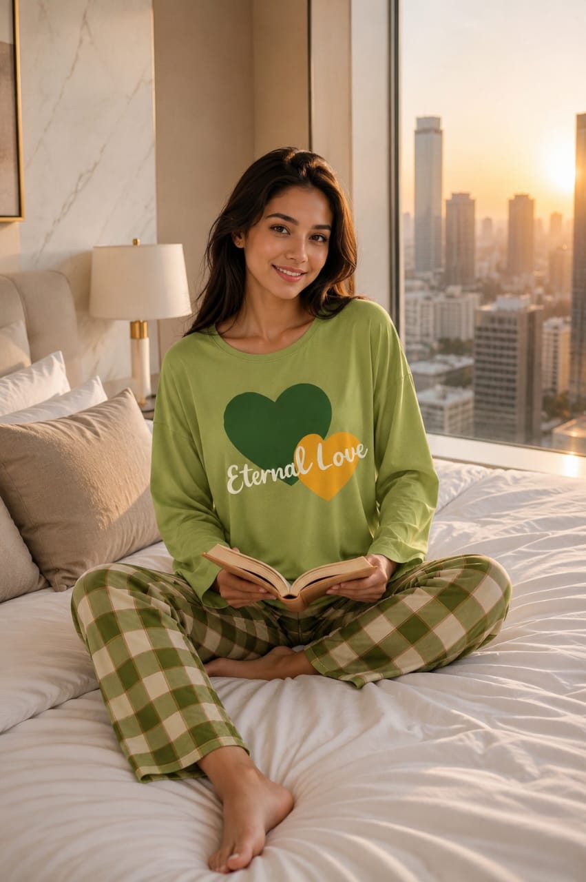 Eternal Love Round Neck Plazzo PJ Set