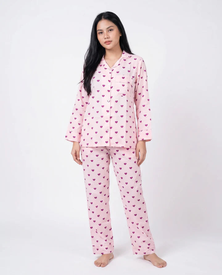 Linen Pajama Suit - Heartbeat