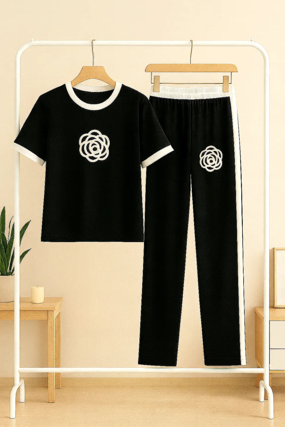 Black Flower Style Track Suit Model