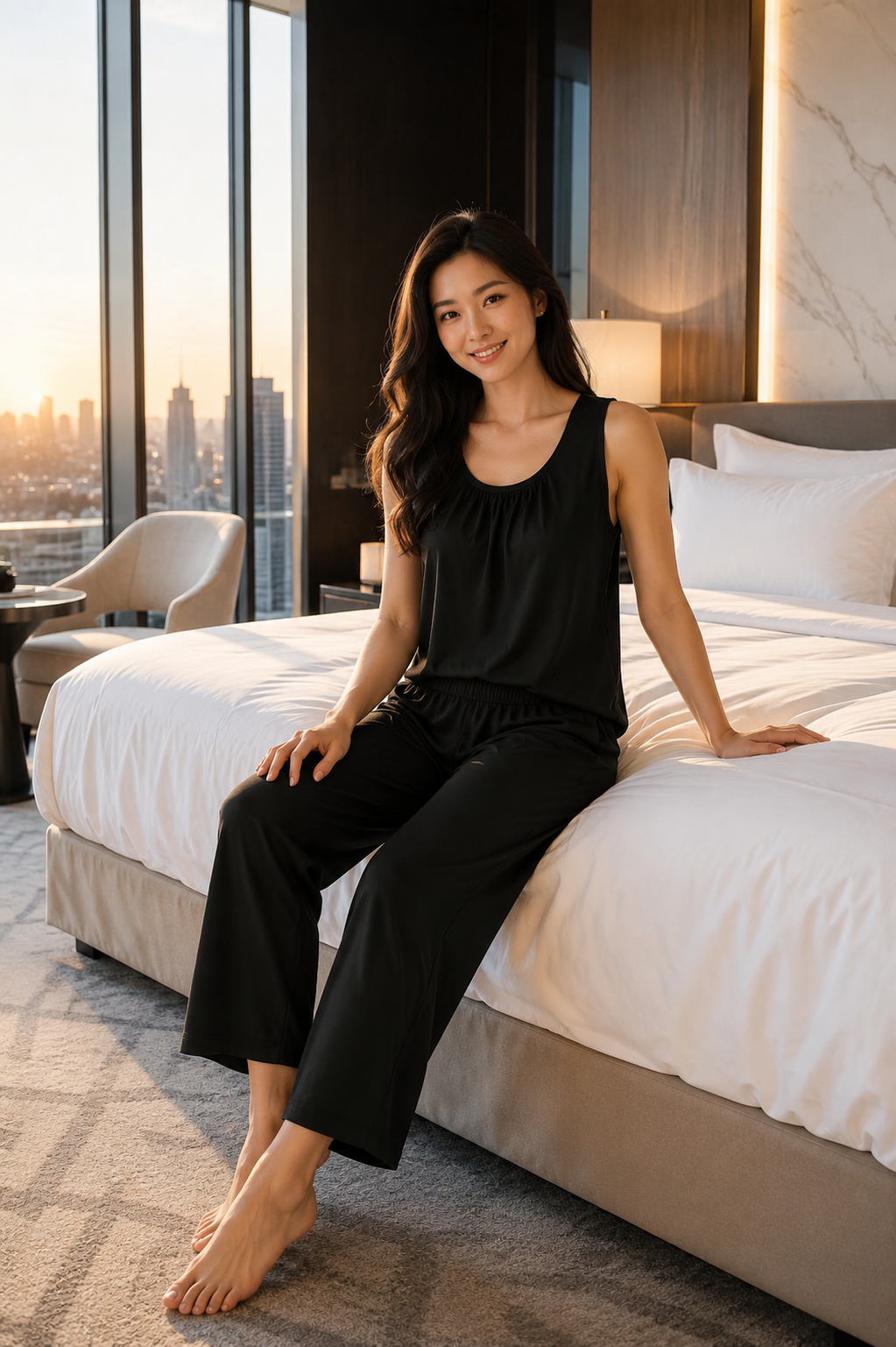 Black Sando T-Shirt With Plazo Pajama