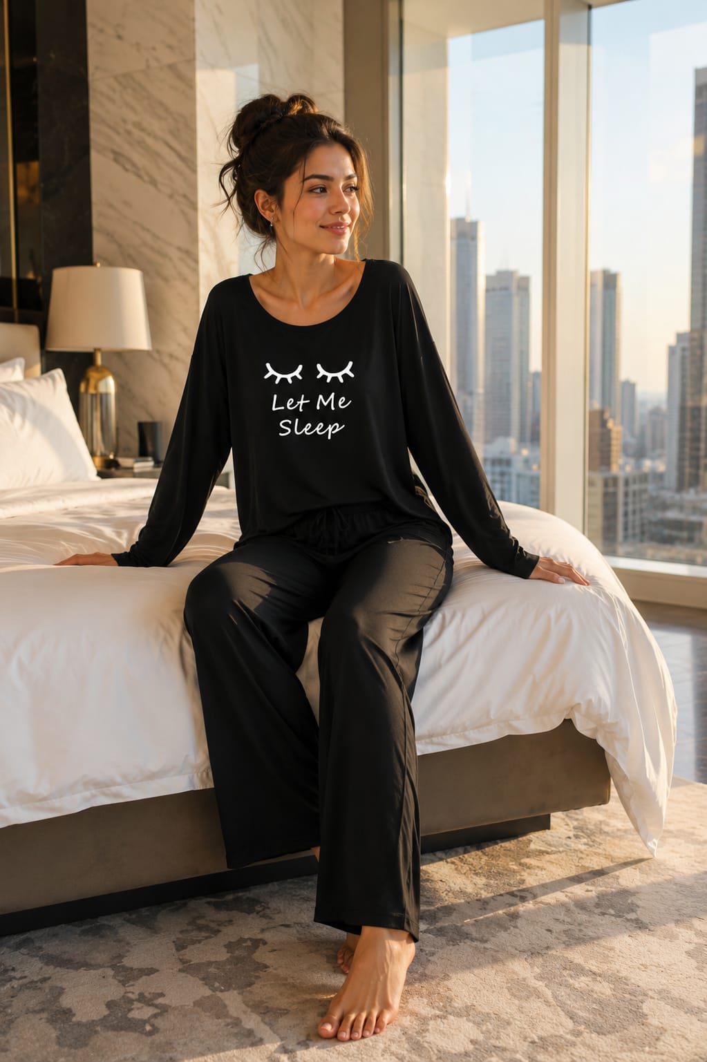 Deep Black Round Neck Plazzo Set