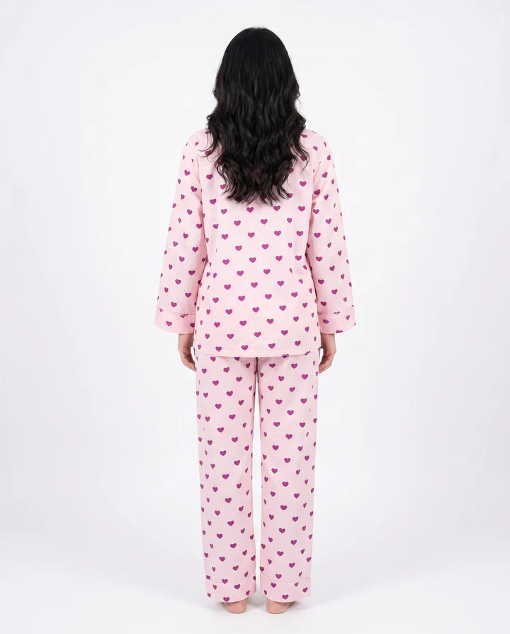 Linen Pajama Suit - Heartbeat